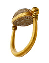 Egyptian 14K Gold Swivel Stone Scarab Ring