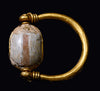 Egyptian 14K Gold Swivel Stone Scarab Ring