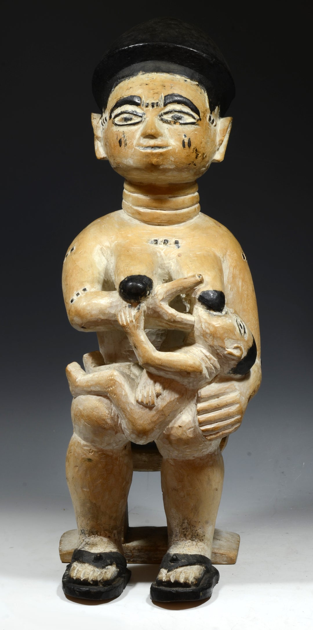 Akan Wood Carved Mother with Child
