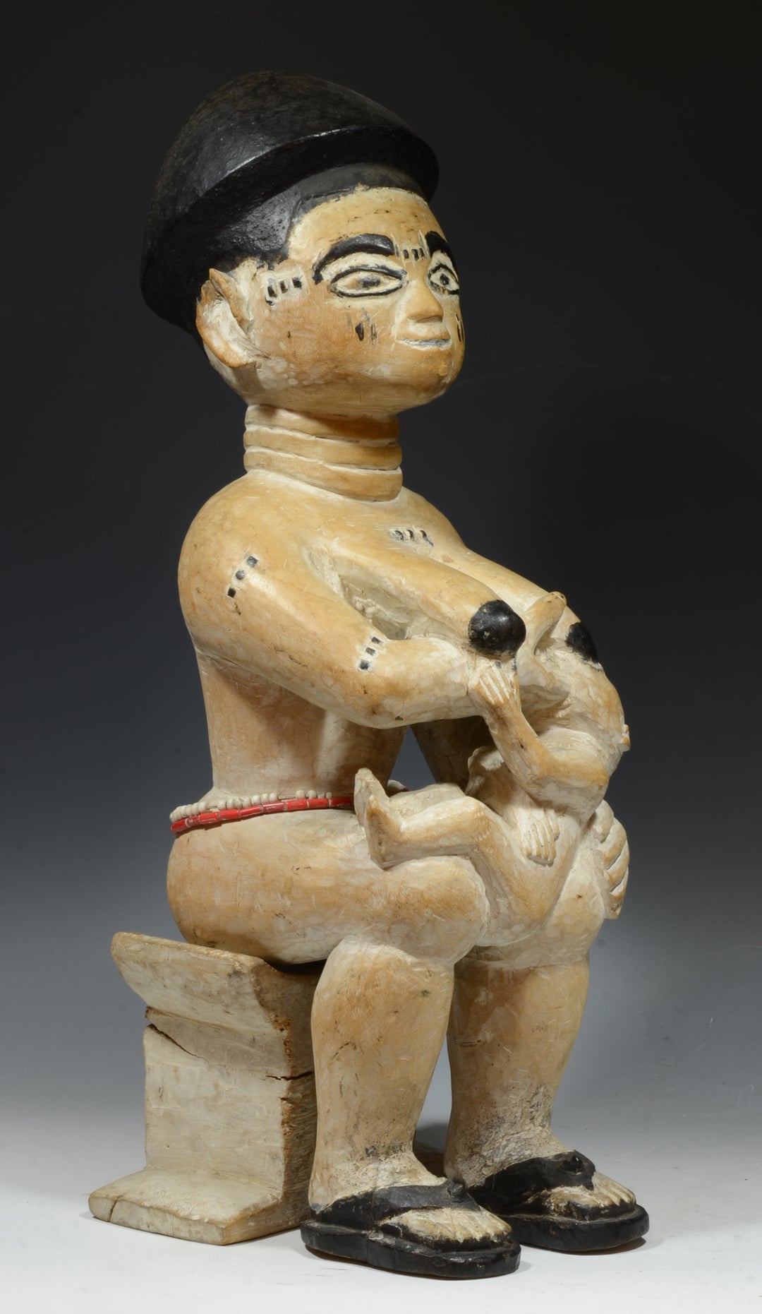 Akan Wood Carved Mother with Child