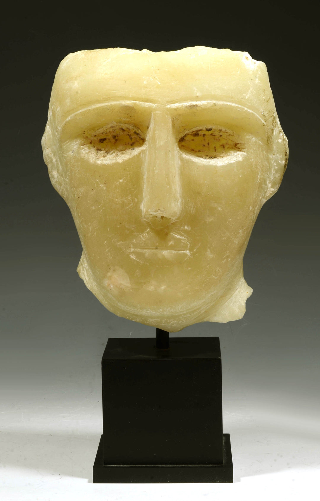 South Arabian Abstract Alabaster Stone Male Head