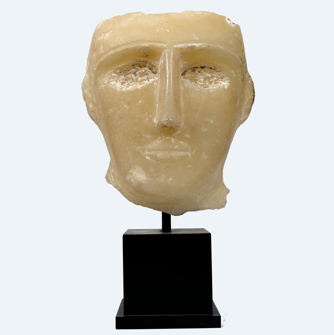 South Arabian Abstract Alabaster Stone Male Head