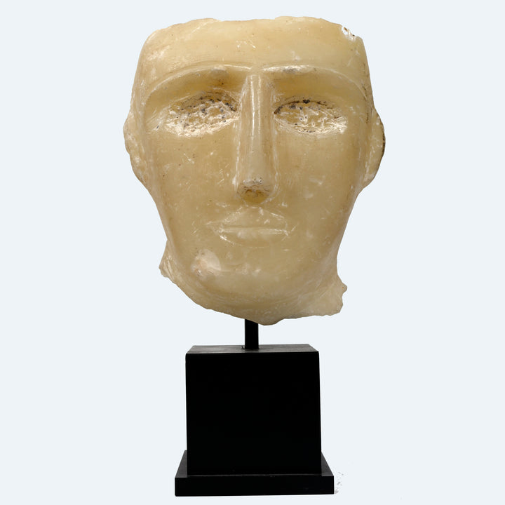 South Arabian Abstract Alabaster Stone Male Head