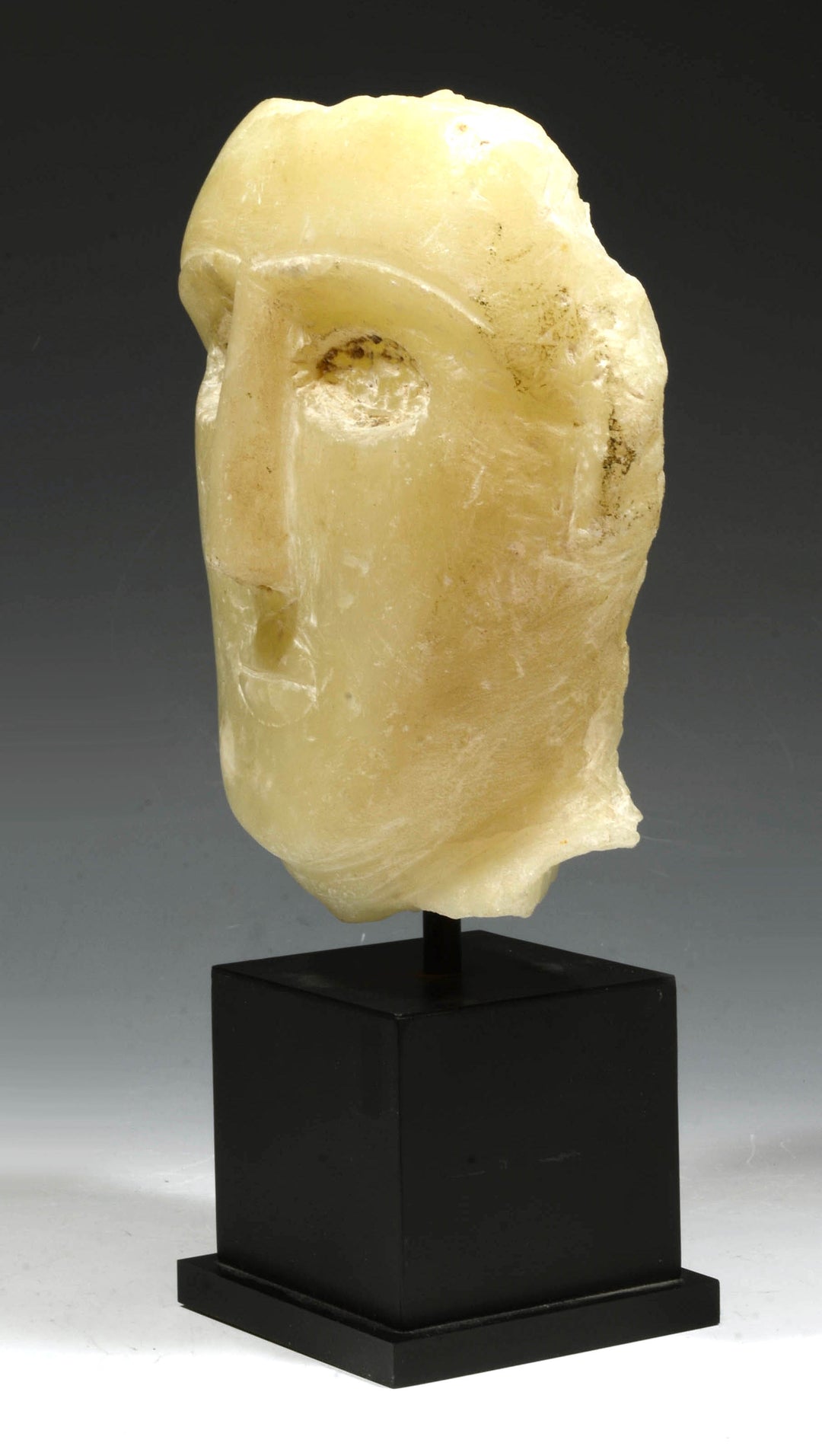 South Arabian Abstract Alabaster Stone Male Head