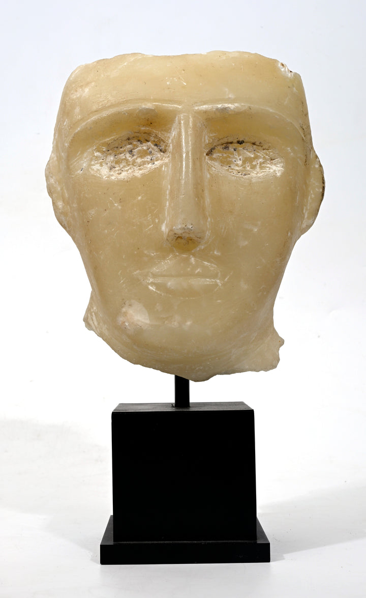 South Arabian Abstract Alabaster Stone Male Head