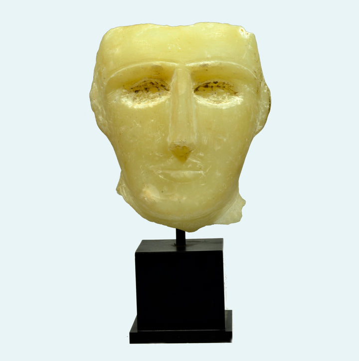 South Arabian Abstract Alabaster Stone Male Head