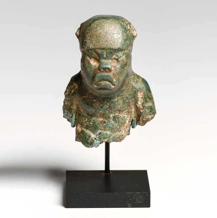 Olmec Green Stone Bust of a Shaman or Ballplayer - Art for Eternity