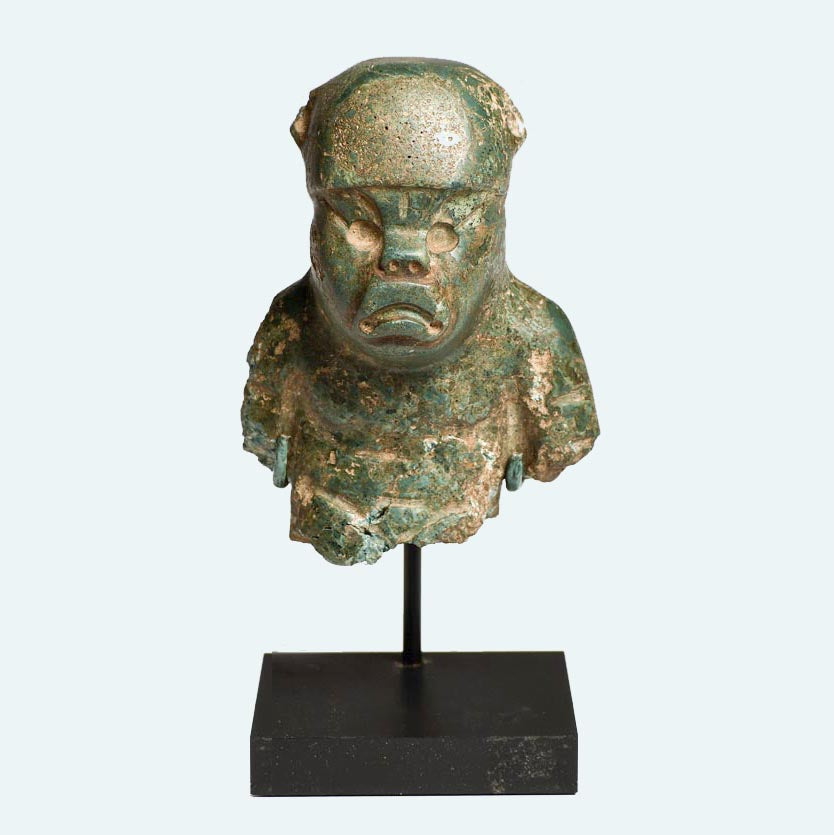 Olmec Green Stone Bust of a Shaman or Ballplayer - Art for Eternity