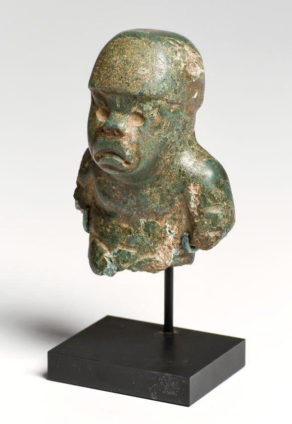 Olmec Green Stone Bust of a Shaman or Ballplayer - Art for Eternity