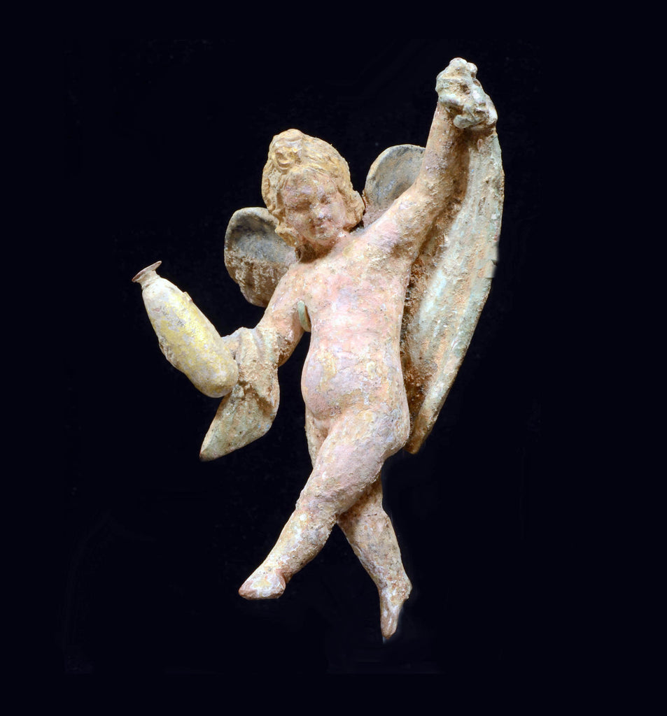 Winged Cherub琴弾天使1870sブロンズ彫刻FoundryMarks Greek Terracotta Figure of Winged Flying Eros – Art for Eternity