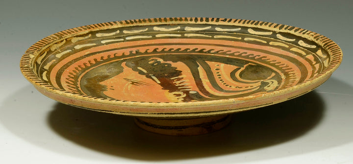 Apulian Red Figure Plate with Lady of Fashion