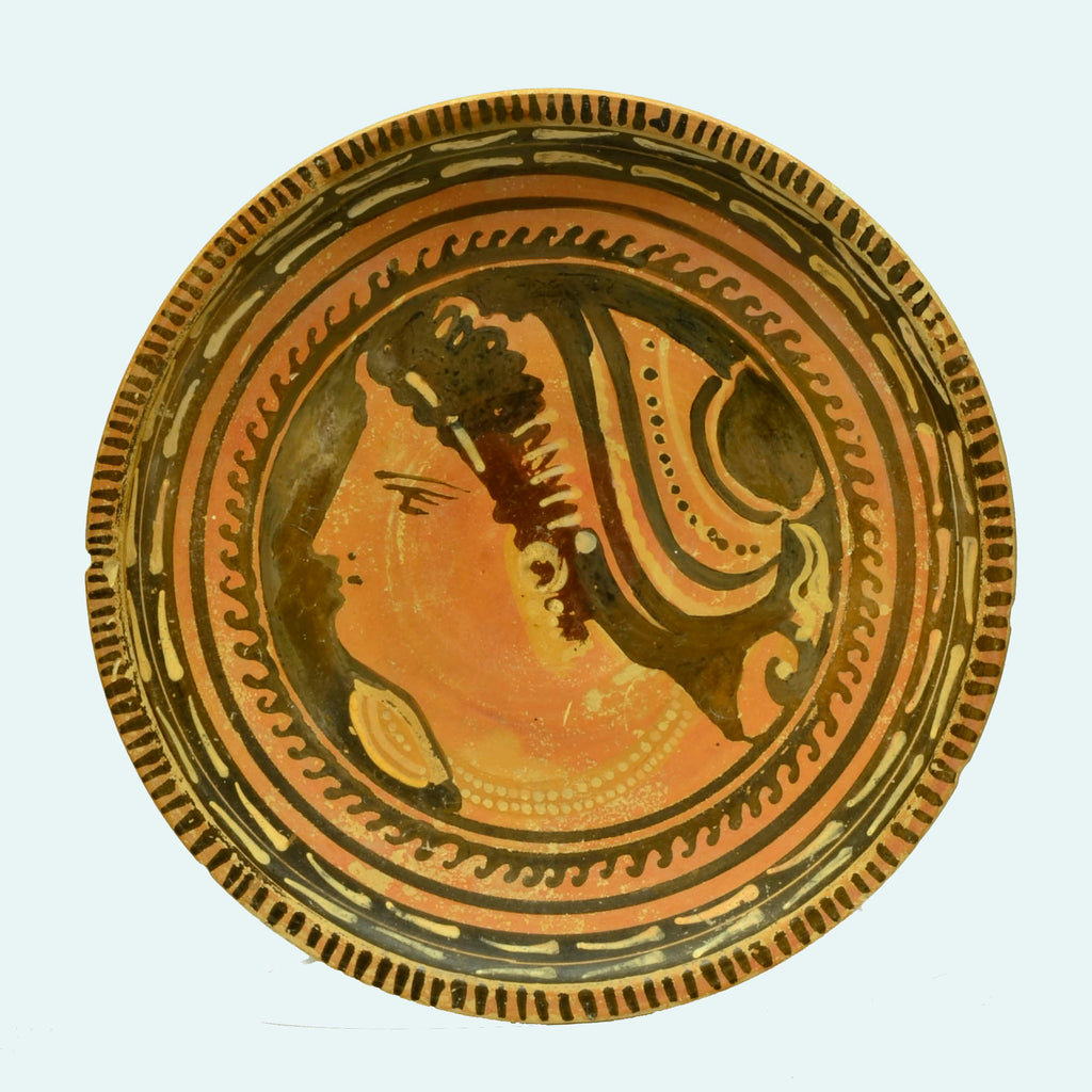 Apulian Red Figure Plate with Lady of Fashion