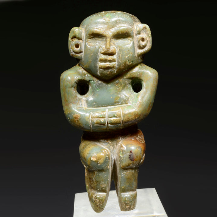 Olmecoid Maya Stone Seated Bench Figure
