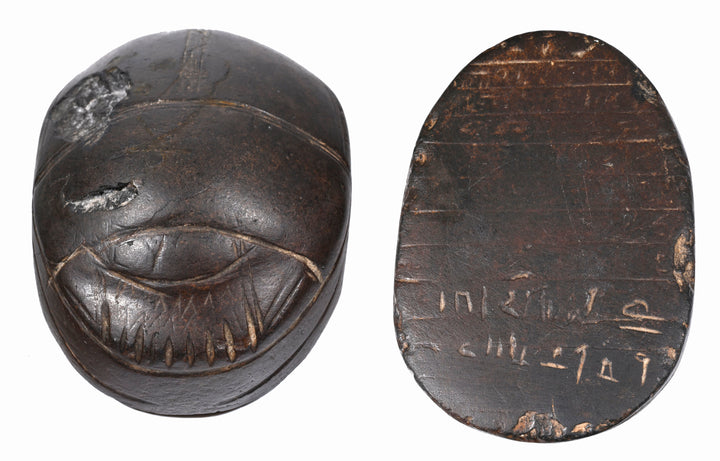 Egyptian Large Inscribed Hard Stone Heart Scarab, reused in antiquity