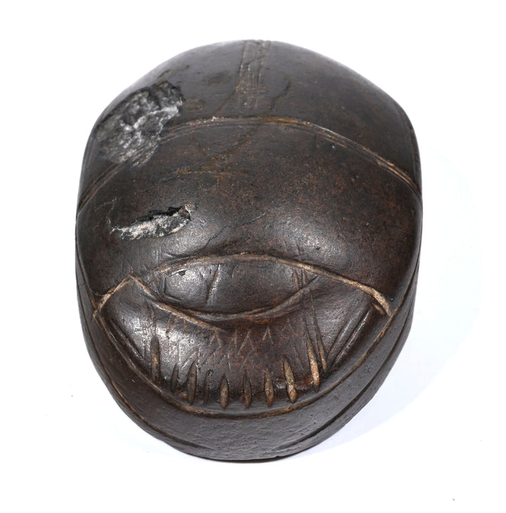 Egyptian Large Inscribed Hard Stone Heart Scarab, reused in antiquity