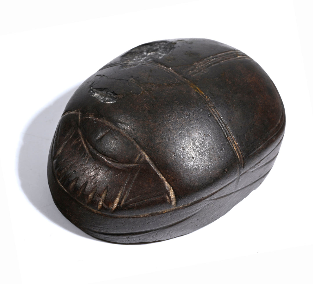 Egyptian Large Inscribed Hard Stone Heart Scarab, reused in antiquity