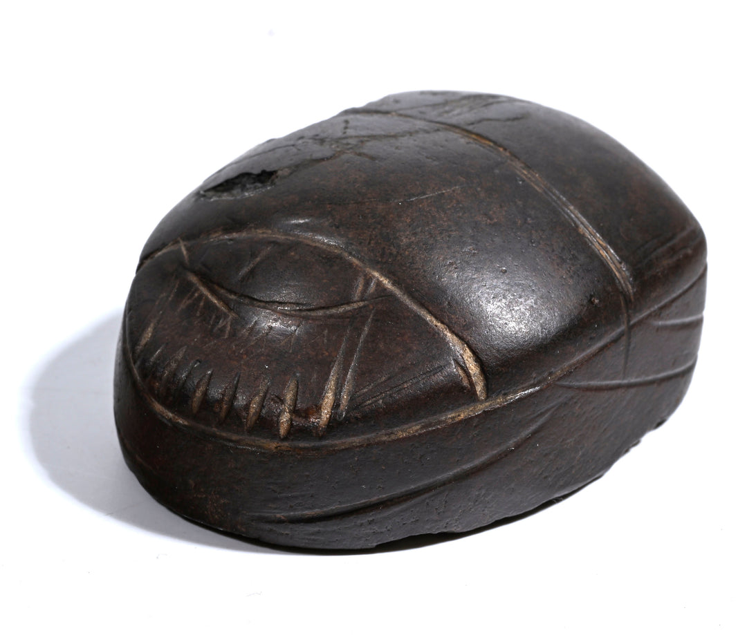 Egyptian Large Inscribed Hard Stone Heart Scarab, reused in antiquity