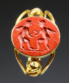 Ancient Roman Red Jasper Intaglio Gold Ring with Eros