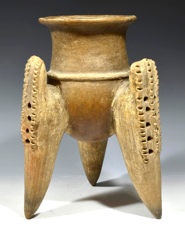 Costa Rican Polychrome Pottery Tripod Vessel with Maize