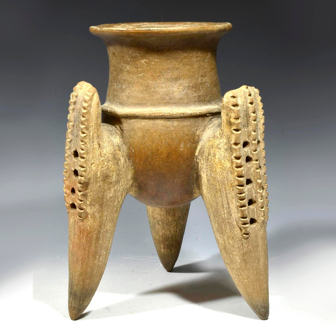 Costa Rican Polychrome Pottery Tripod Vessel with Maize