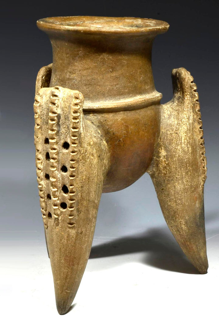 Costa Rican Polychrome Pottery Tripod Vessel with Maize