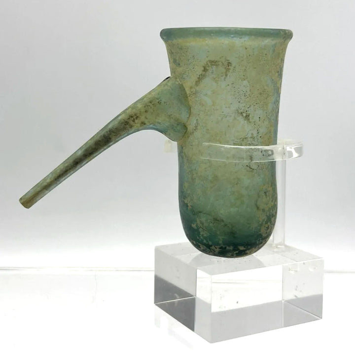 Roman Green Glass Spouted Bleeding Cup