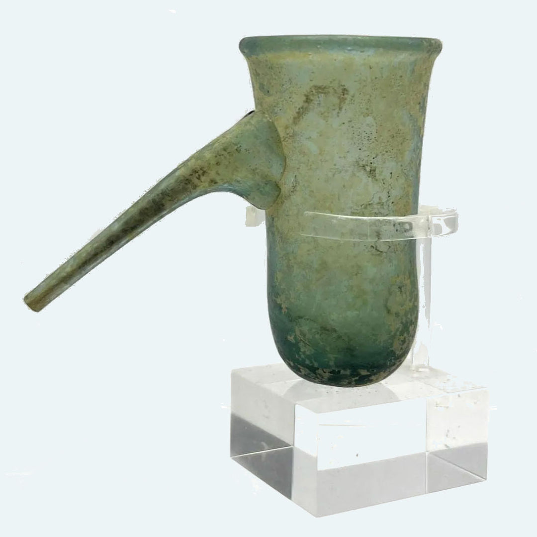 Roman Green Glass Spouted Bleeding Cup