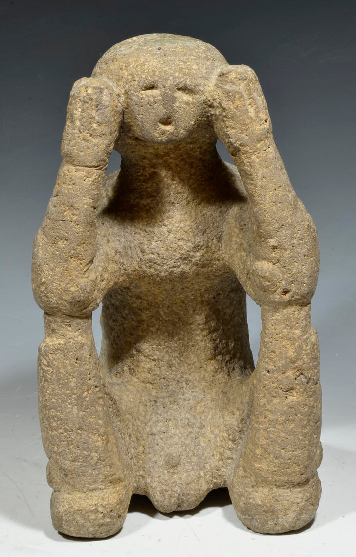 West Mexico Abstract Carved Stone Seated Figure