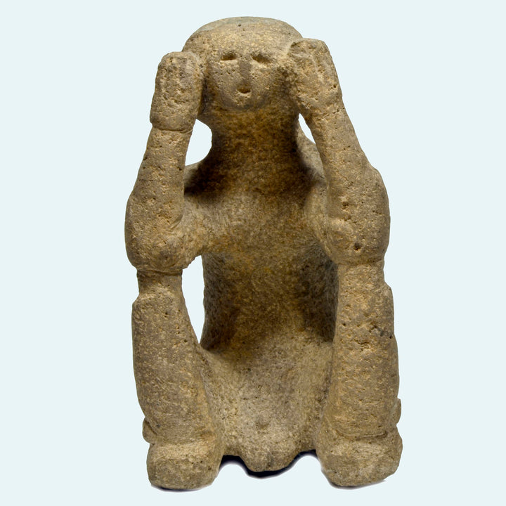 West Mexico Abstract Carved Stone Seated Figure