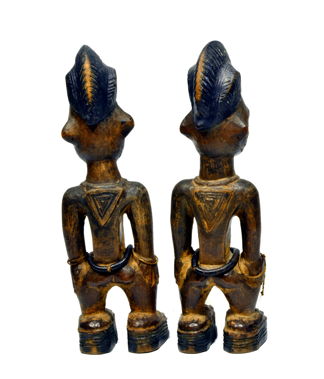 Yoruba Wood Carved Pair Ibeji Twin Figures