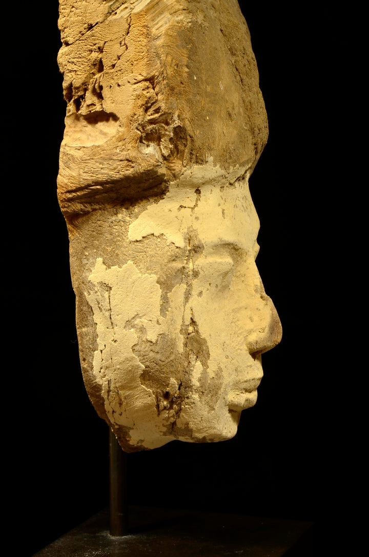 Egyptian Wood Painted Sarcophagus Mask
