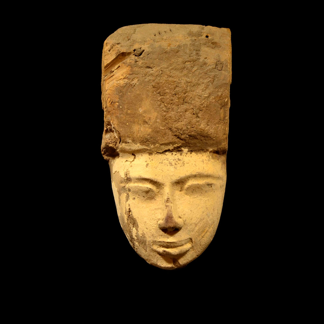 Egyptian Wood Painted Sarcophagus Mask