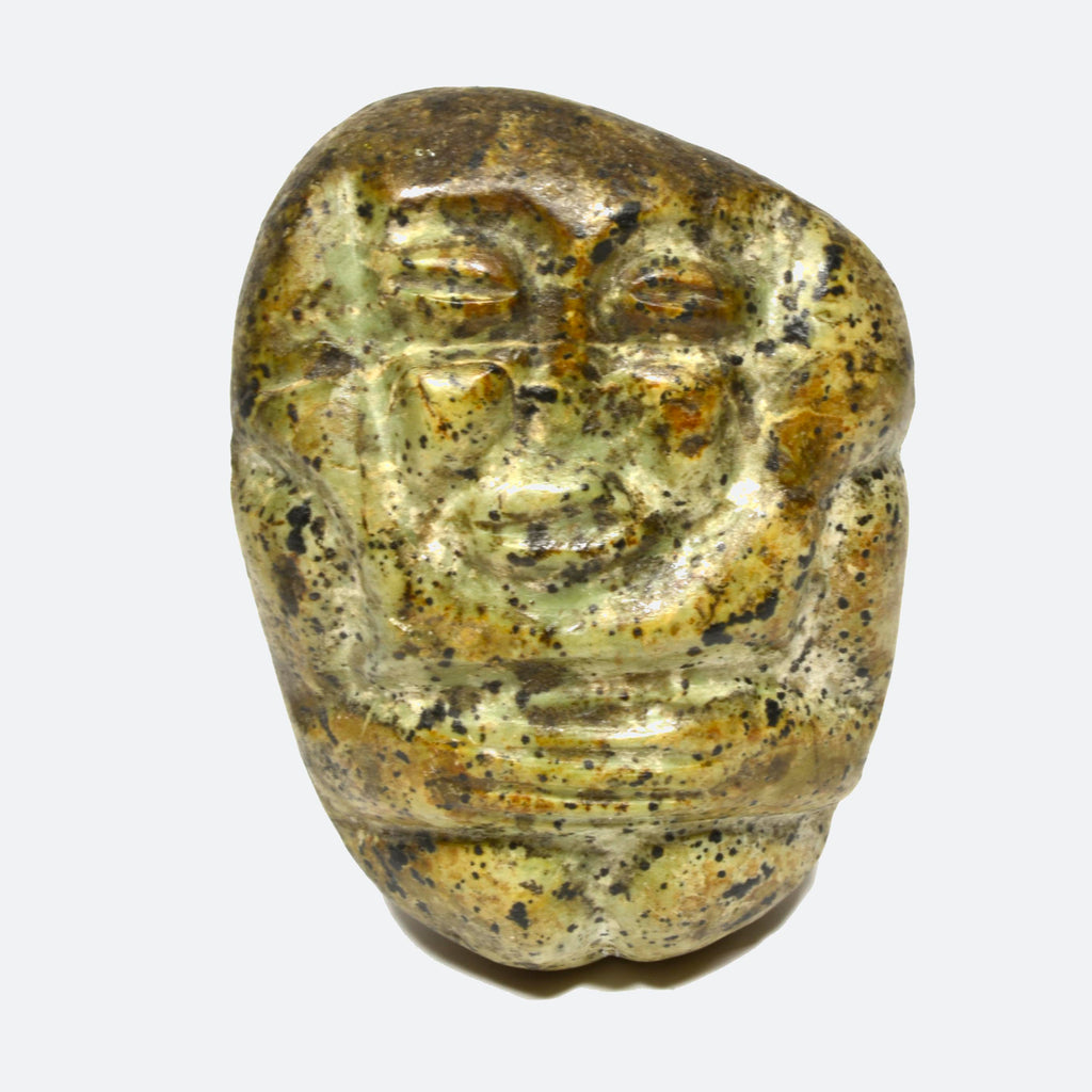 Maya or Mixtec Carved Green Stone Deity Figure