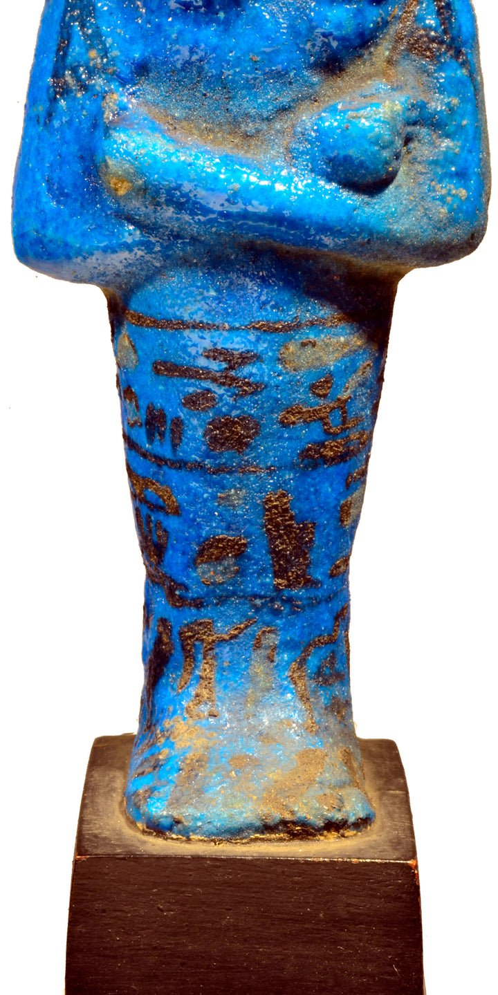 Egyptian Deep blue glazed faience Ushabti for the Supreme Chief of the Harem of Amun: Ast-em-Khebit