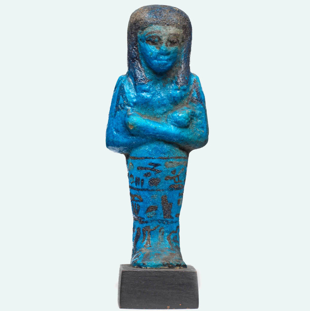Egyptian Deep blue glazed faience Ushabti for the Supreme Chief of the Harem of Amun: Ast-em-Khebit