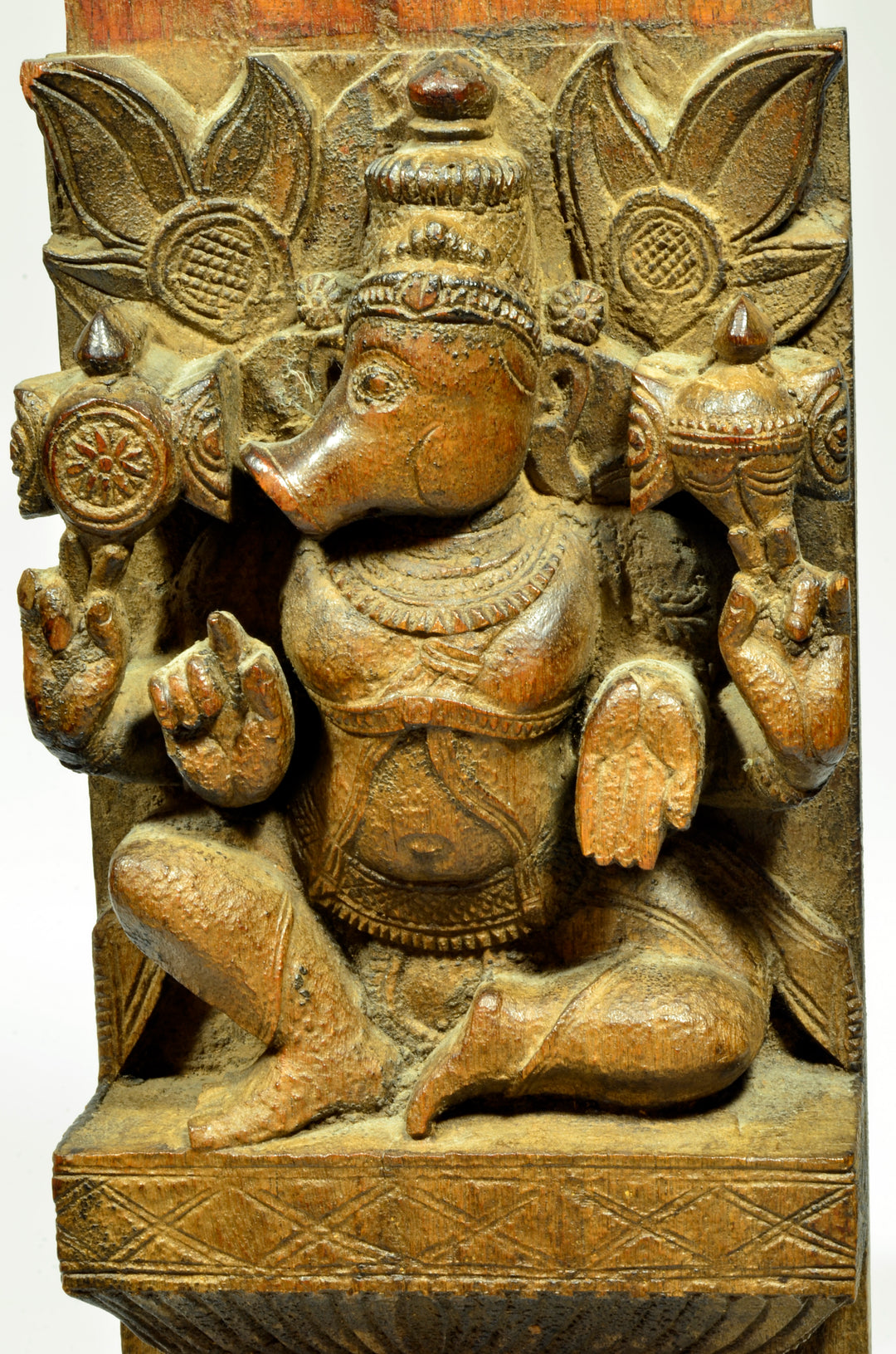 Indian Carved Wood Figural Panel of Varaha