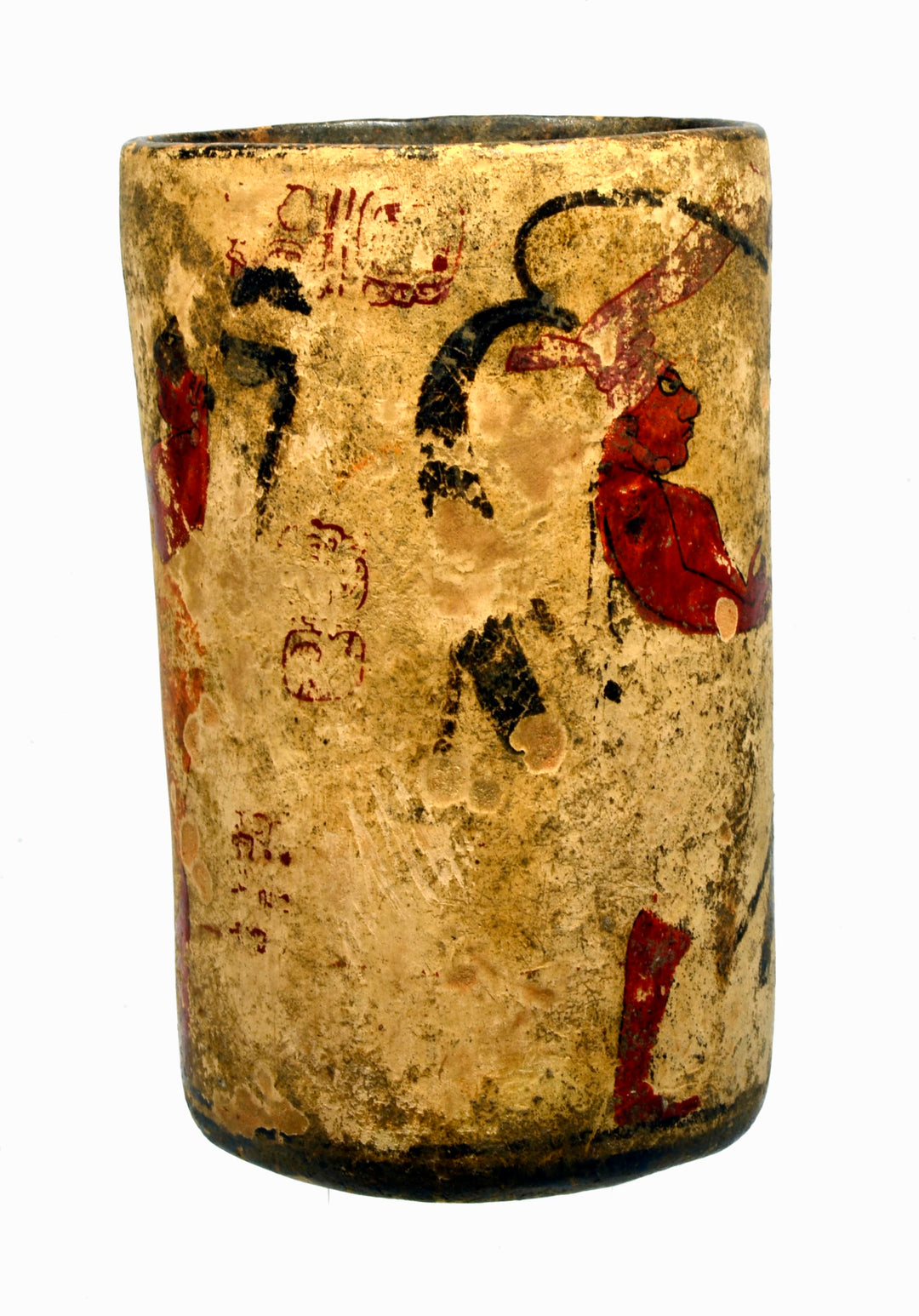 Maya  Polychrome Pottery IK site Cylinder Vessel by the Master of the Pink Glyphs A