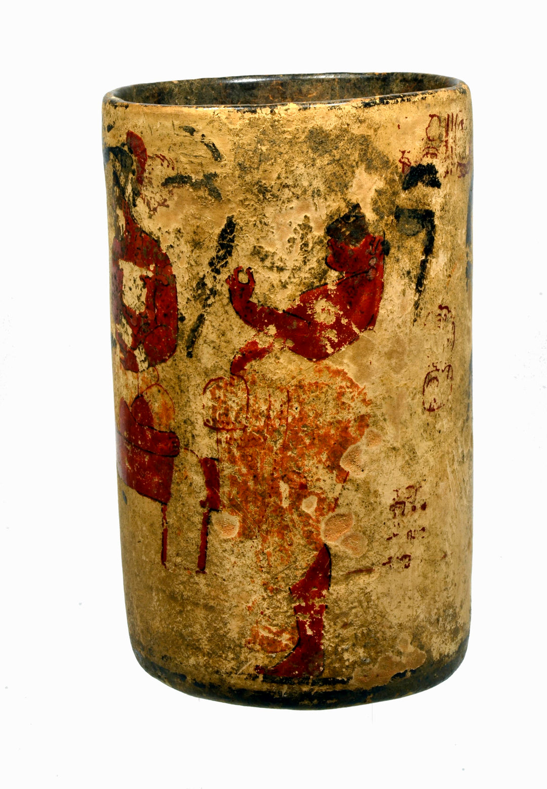 Maya  Polychrome Pottery IK site Cylinder Vessel by the Master of the Pink Glyphs A