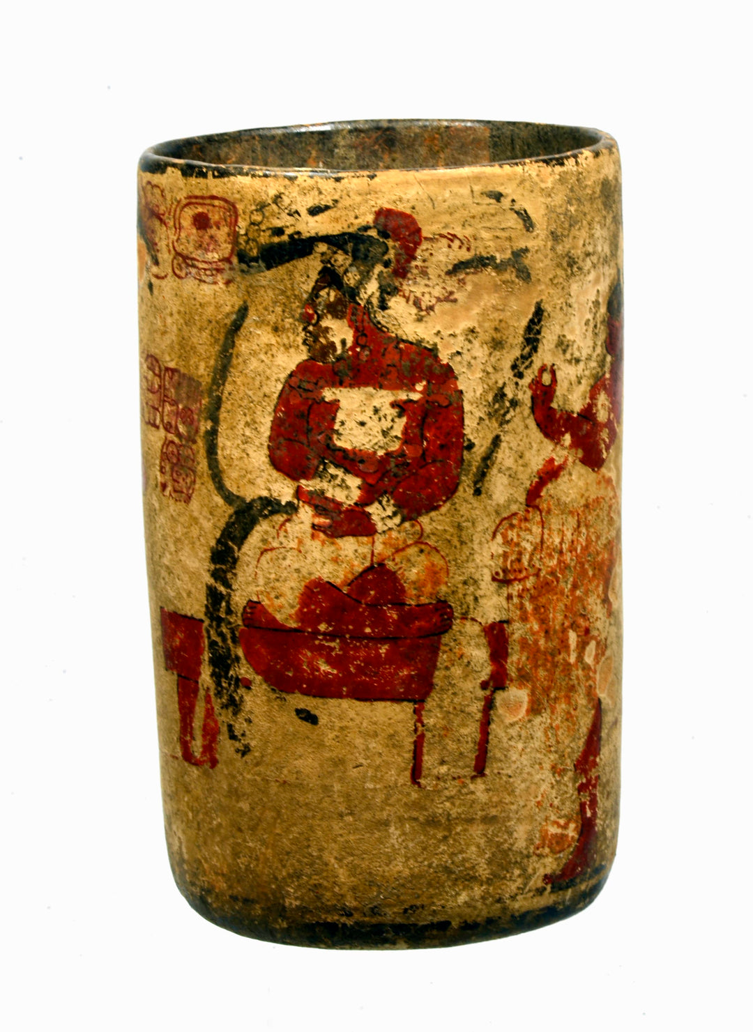 Maya  Polychrome Pottery IK site Cylinder Vessel by the Master of the Pink Glyphs A