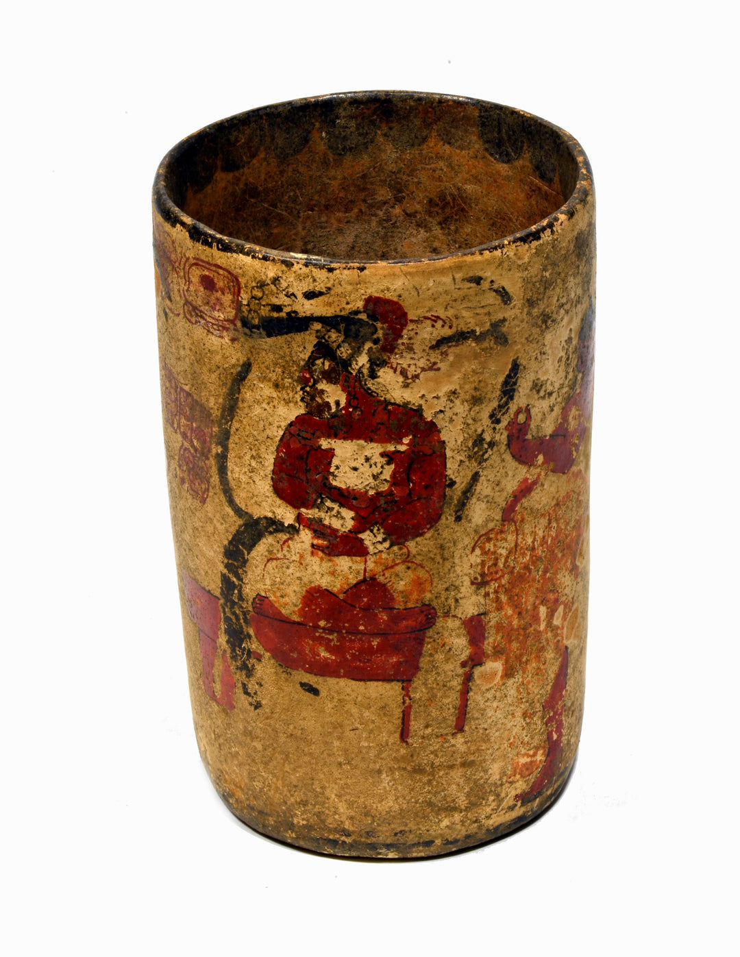 Maya  Polychrome Pottery IK site Cylinder Vessel by the Master of the Pink Glyphs A