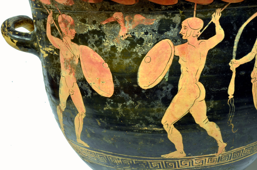 Etruscan Red Figure Bell Krater with Hoplites