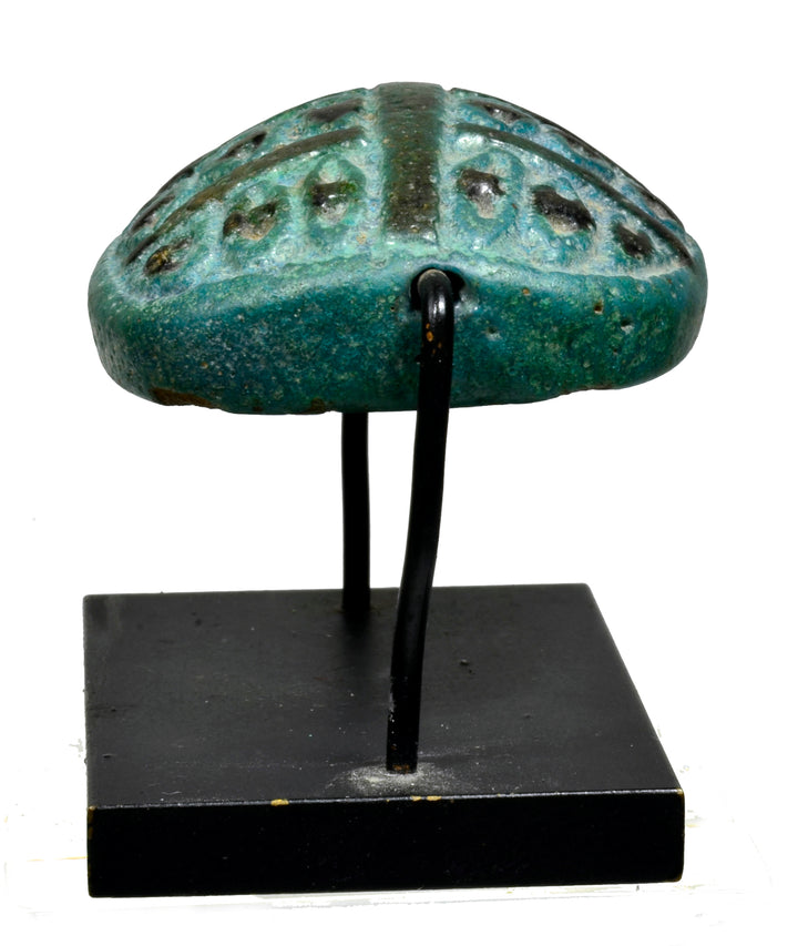 Egyptian Turquoise Faience Udjat Eye Scaraboid Shape Amulet - Art for Eternity