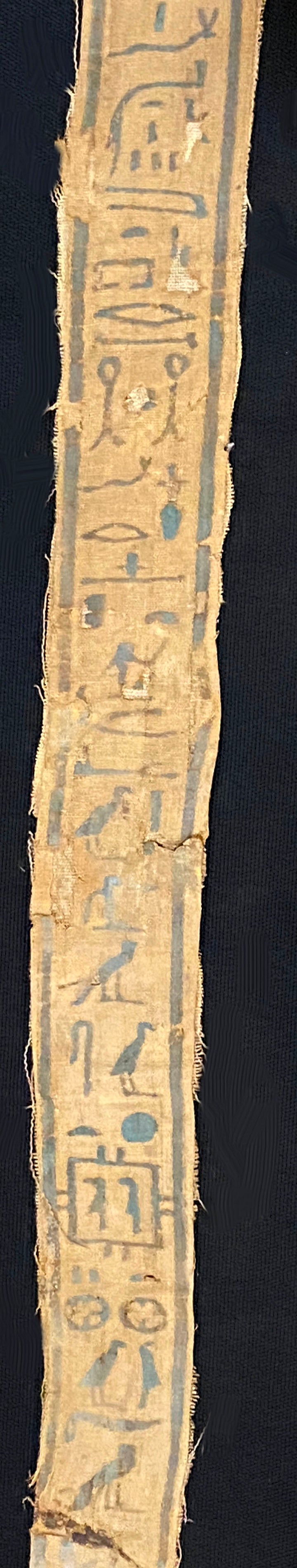 Egyptian Hieroglyphic Painted Linen Mummy Bandage