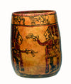Large Mayan Polychrome Painted Ritual Cylinder Vessel