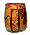 Large Mayan Polychrome Painted Ritual Cylinder Vessel