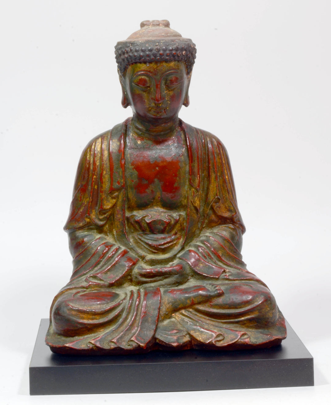 Chinese or Vietnamese Wood Lacquered Seated Buddha