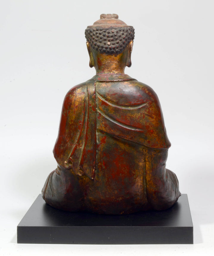 Chinese or Vietnamese Wood Lacquered Seated Buddha