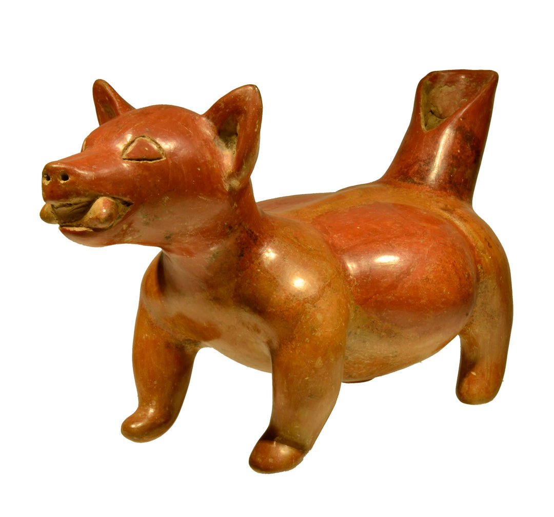 Colima Pottery Redware Dog Holding Corn