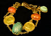 Egyptian Revival Gold Bracelet with Ancient Stone Scarabs and Gold Coins - Art for Eternity