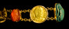 Egyptian Revival Gold Bracelet with Ancient Stone Scarabs and Gold Coins - Art for Eternity